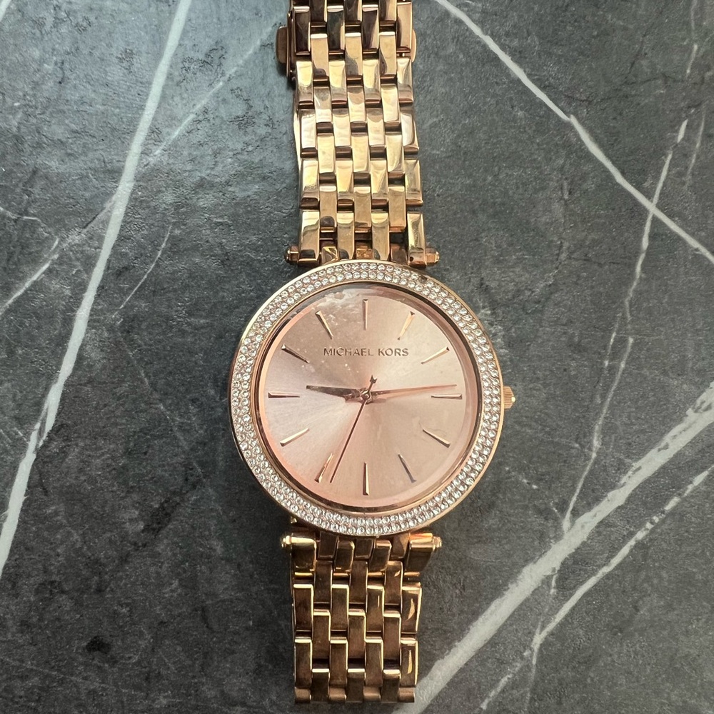 Michael Kors Rose Gold Darci Watch with Crystal Bezel